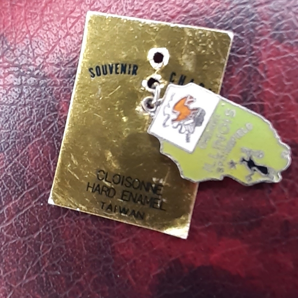 1960s/70's Souvenier Enamel Illinois Cloisonne Charm - Picture 3 of 15